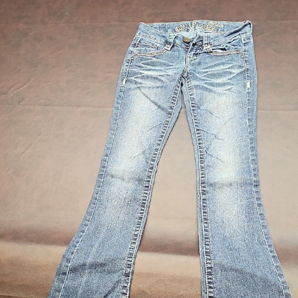 Wallflower Blue Flare Wide Leg Jeans